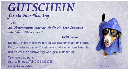 Pfotenbild-Gutschein für Fotoshooting